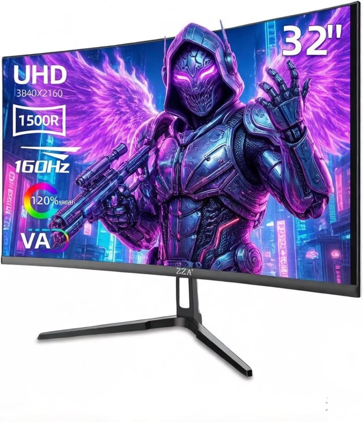 zza 32 curved gaming monitor, 4k uhd (3840 x 2160) va display, 1500r immersion, 144hz 160hz